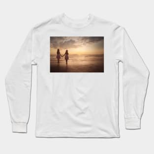 Two girl waits at sea holding hands Long Sleeve T-Shirt